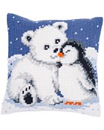Vervaco borduurkussenpakket Ijsbeer en Pinguïn PN-0000785 voorbedrukt
