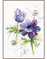Borduurpakket Blauwe anemonen Lanarte pn-0008028 op linnen