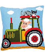 Vervaco borduurpakket kruissteek kussen dierentrein tractor pn-0008483