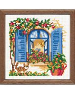 Borduurpakket poes voor het raam zomer telwerk van Vervaco  