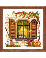 Borduurpakket poes voor het raam herfst telwerk van Vervaco  