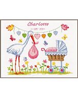 Borduurpakket  Ooievaar met kinderwagen Vervaco pn-011902