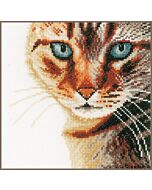 Kat/poes van dichtbij borduurpakket van lanarte