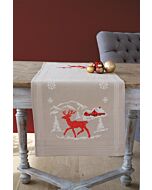 Voorbedrukte loper met ingeweven boord loper Noorse winter om te borduren vervaco pn-0021805