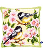 Vervaco borduurpakket voorbedrukt kruissteekkussen Meesje in bloesem om te borduren pn-0143499.