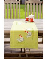 Voorbedrukte loper Witte kippen om te borduren 40x100cm