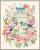 Borduurpakket   kleurrijke vogels telpakket om te borduren pn-0144197