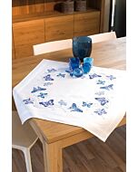 Vervaco tafelkleed Blauwe vlinders borduren PN-0145088 voorbedrukt  kruissteek