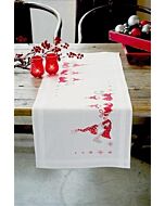 Borduurpakket voorbedrukte loper kerstmannetjes Vervaco pn-0146077 met ingeweven boord