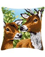Voorbedrukt kruissteek kussen herten als borduurpakket vervaco pn-0146175