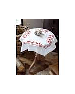 Voorbedrukte tafelkleed rode rendieren met ingeweven boord om te borduren.