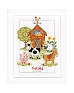 Vervaco borduurpakket geboortelap op de boerderij pn-0148149 borduren voor een baby