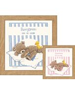 Vervaco borduurpakket geboortelap Popcorn the bear met soufflé pn-0148181