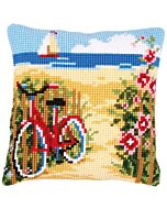 Vervaco Borduurpakket kussen kruissteek fiets aan het strand pn-0148559 om te borduren