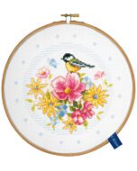 Borduurpakket pimpelmees met bloemen incl borduurring vervaco pn-0151945