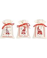 Borduurpakket Kruidenzakje 3 st. Kerstkabouters met telpatroon van Vervaco 