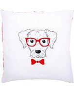 Borduurpakket voorbedrukte kussen hond met rode bril vervaco pn-0155963