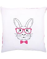voorbedrukte borduurkussen Konijn met roze bril vervaco pn-0155964