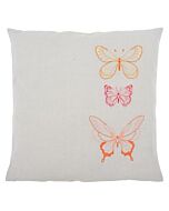 Borduurpakket voorbedrukte borduurkussen 3 Vlinders in oranje tinten vervaco pn-0156318