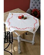 Borduurpakket tafelkleed met aida rand Roodborstje met rode besjes met telpatroon vervaco pn-0157099