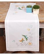 loper Grijze bloemen met kleurige vlinders