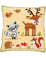 Vervaco kussen  Bosdieren in kruissteek borduren PN-0158026