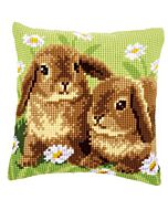 Borduurpakket kussen kruissteek kussen 2 Konijnen van Vervaco pn-0162709