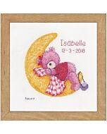 Vervaco Popcorn the Bearh borduurpakket geboortetegel Popcorn slaapt op de maan pn-0163777