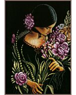 Borduurpakket Vrouw met bloemen van Lanarte aida