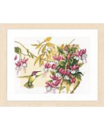 Borduurpakket Kolibri met fuhsia's van lanarte om te borduren