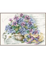 Borduurpakket Hortensias op een bank om te borduren lanarte pn-0167812