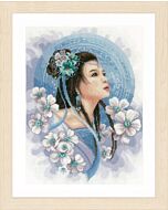  Borduurpakket Lanarte  Asian lady in blue met telpatroon  PN-0169168