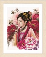  Borduurpakket Lanarte Asian lady in pink met telpatroon  PN-0170199