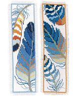 Vervaco borduurpakket 2 boekenlegger van Blauwe pluimpjes borduren PN-0170379