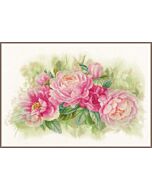 Lanarte borduurpakket pioenrozen pn-0170933 op linnen borduren