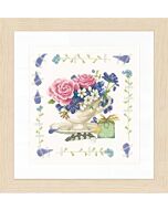 Borduurpakket Lanarte boeket met rozen met telpatroon op katoen pn-0170950