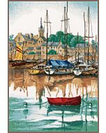  Borduurpakket zonsondergang in de jachthaven met linnen van Lanarte PN-0171005