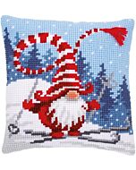 Vervaco borduurkussen Kerstkabouter op ski's PN-0172809 Kruissteek