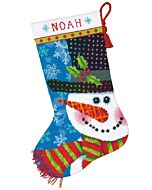 Voorbedrukt borduurpakket Kerstsok sneeuwman Dimensions 70-09155