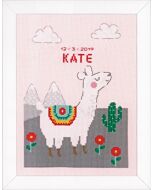 Borduurpakket geboortetegel Leuke lama van Vervaco PN-0178408