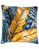 Vervaco borduurkussenpakket pluimen PN-0201615 voorbedrukt (kussenrug en opvulkussen apart verkrijgbaar)