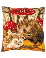 Vervaco borduurkussenpakket egels in het bos PN-0201643 voorbedrukt (kussenrug en opvulkussen apart verkrijgbaar)