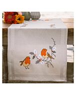 Vervaco borduurpakket tafelloper Roodborstjes PN-0201692 voorbedrukt