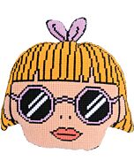 Vervaco kruissteekkussen Meisje met Strik met kussenrug pn-0202909 van Eva Mouton