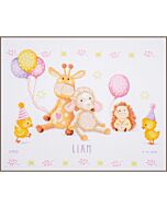 Vervaco borduurpakket geboortetegel 'Dierenfeestje' PN-0203120 telpatroon