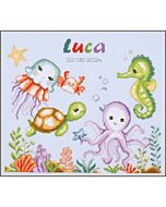 Vervaco borduurpakket geboortetegel zeedieren PN-0203291 telpatroon