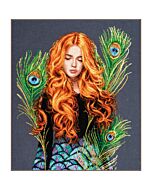 Lanarte borduurpakket het pauwen meisje PN-0203533 evenweave telpatroon