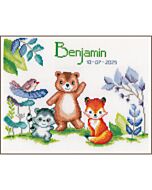 Vervaco borduurpakket geboortetegel diertjes PN-0203622 telpatroon (ook verkrijgbaar in een groeimeter variant)