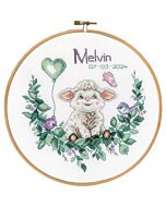 Vervaco borduurpakket geboortetegel schaapje PN-0203777 telpatroon incl. borduurring