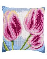 Vervaco borduurkussenpakket '3 tulpen' PN-0204608 voorbedrukt (kussenrug en opvulkussen apart verkrijgbaar)